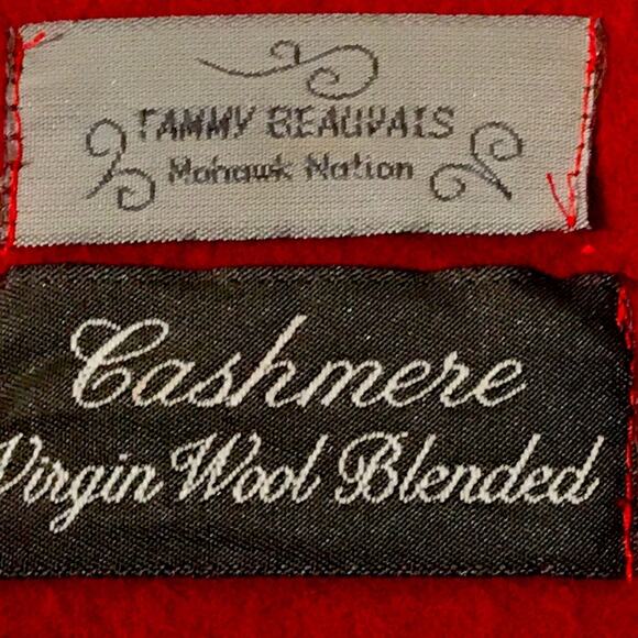 Tammy Beauvais Mohawk Nation Red Cashmere Wool Cape. OS - Picture 6 of 10
